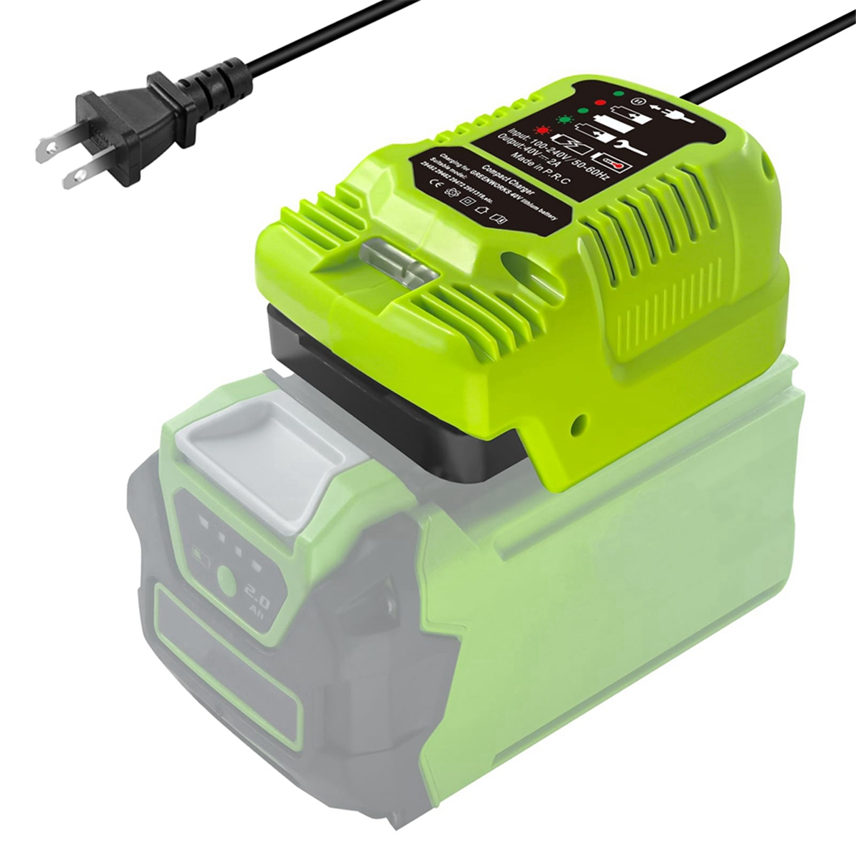 

Мини-зарядное устройство для батареи Greenworks 40V MAX 40V Battery 29462, 29472 и для другой батареи Greenworks 40V US Plug