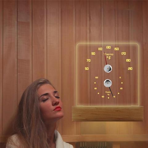 Термометр для Сауны 2 в 1 Термометр по Фаренгейту Гигрометр со светодиодной подсветкой Аксессуары для Сауны Отеля
