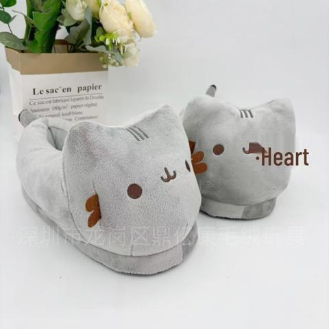 Плюшевые тапочки PUSHEEN "Толстый кот" - Уютная домашняя обувь для осени/зимы