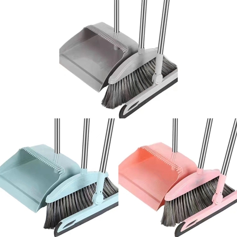 Набор совков и метел для уборки полов Бытовая химчистка Набор для уборки с длинной ручкой для лобби Бытовая химчистка Кухни Простая установка Серый