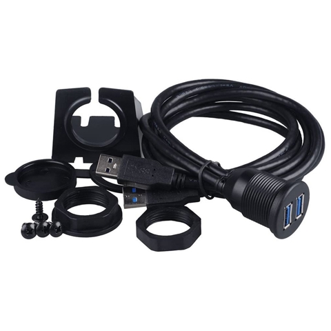 2 Порта Dual USB 3.0 AUX для скрытого монтажа Автомобильный удлинитель для автомобиля, грузовика, лодки, мотоцикла, приборной панели - 3 фута