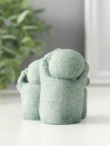 3 шт. Фигурка песчаник 'Статуя Дзидзо - не вижу, не слышу, не скажу', 5.8x7x7 см