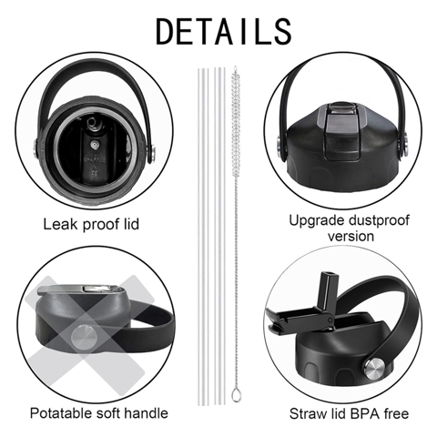 Сменные крышки с пылезащитным герметичным откидным верхом и соломинкой для Бутылок с водой Hydroflask емкостью 12/16/18/20/32/40/64 унции с широким горлышком