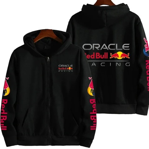 пальто осеннее топ базовый Осенний Свитшот Red Bull Молнии ОднОтОнный В КорейсКом Стиле Мужской Длинным Рукавом С Карманом На Шн