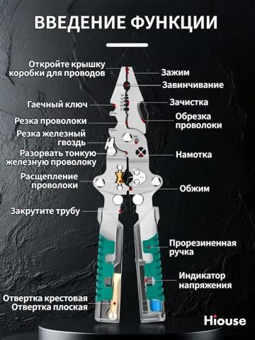 21-в-1 универсальные пассатижи электрика с тестером напряжения и нескользящим захватом