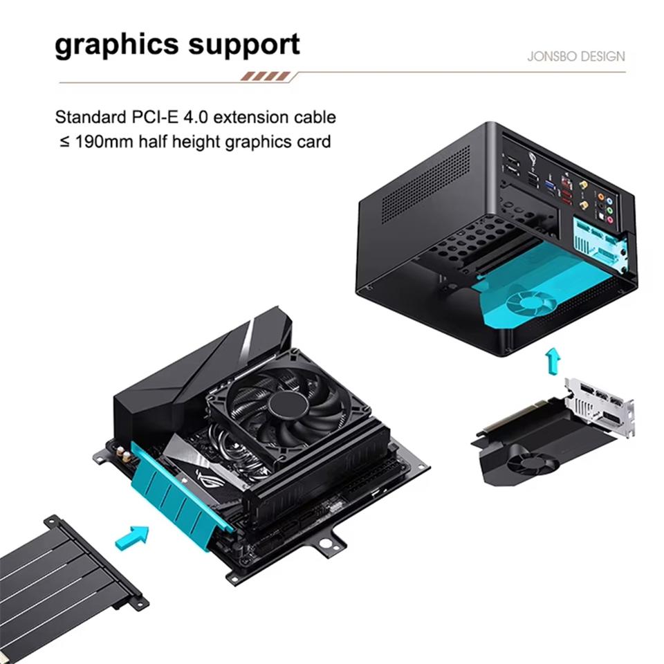Корпус для ПК Jonsbo NV10 Mini ITX, поддержка блока питания 1U
