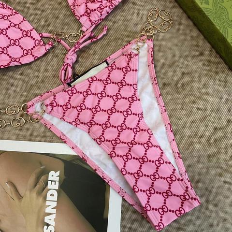 Женский раздельный купальник Gucci  мягкая ткань  быстросохнущий  эластичный  подчеркивает фигуру  для пляжа и бассейна