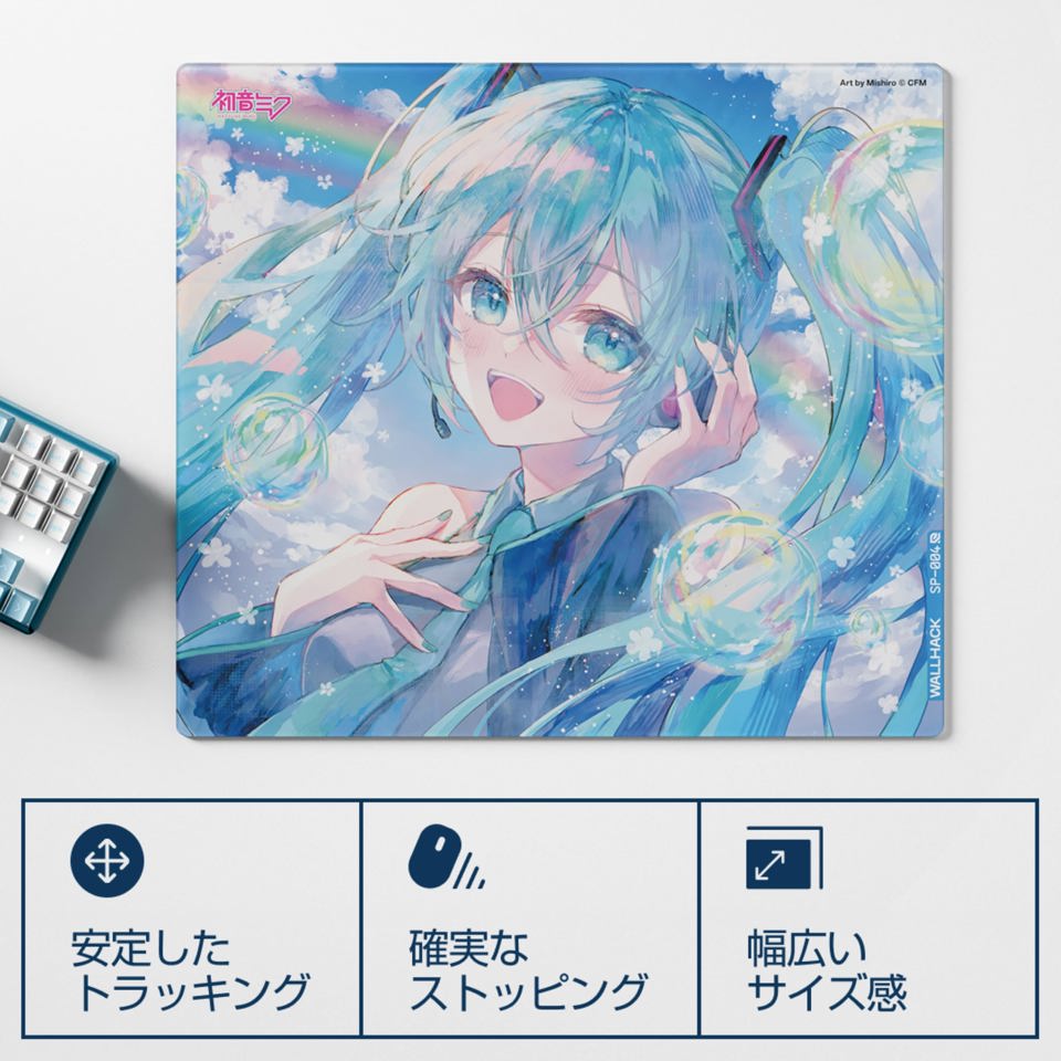 Wallhack x Hatsune Miku Стеклянный игровой коврик для мыши