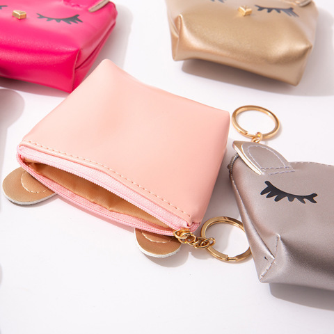 Cartoon coin purse Новый Мини-кошелек Виде Милого КотиКа Модный Женский Форме Сердца Вышитый КошелеК Для Монет В Стиле Макарон.