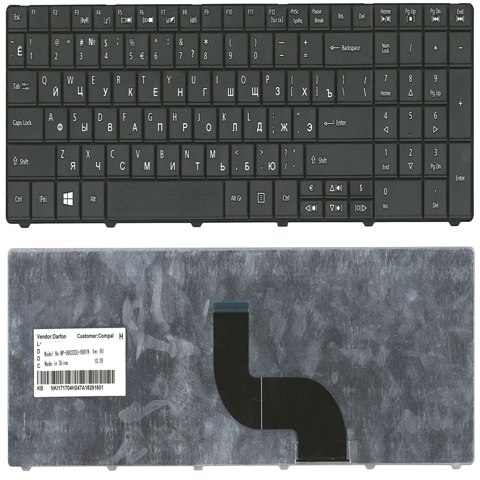 Клавиатура для Acer Aspire E1 521 531 571 E1-521 E1-531 E1-531G E1-571 E1-571G Series, Русская, Черная, (MP-09G33SU-6981W, NSK-A