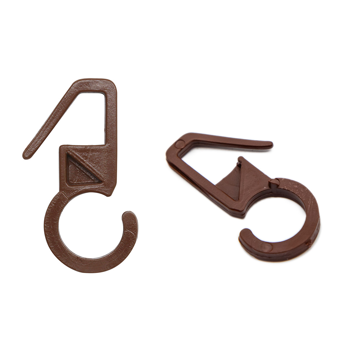 

06-094 Крючок шторный h-34мм пластик для карнизных колец, коричневый, 100 шт