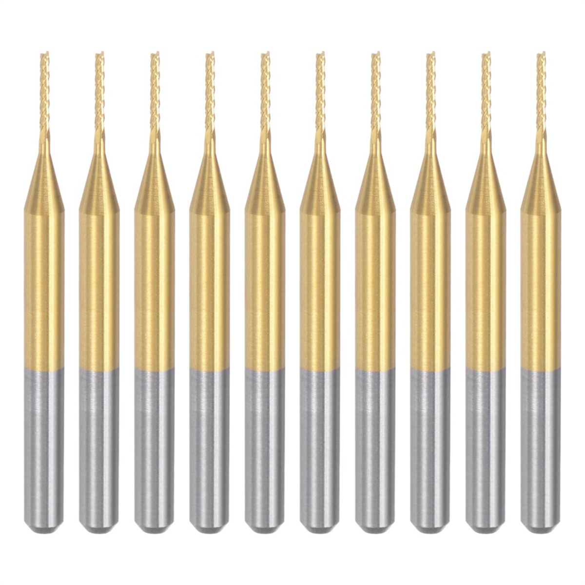 

10ШТ Титановое покрытие твердосплавная концевая фреза Гравировальный фрезерный станок с ЧПУ Фрезерные биты для печатной платы, 1/8 дюйма хвостовик 0,8 мм