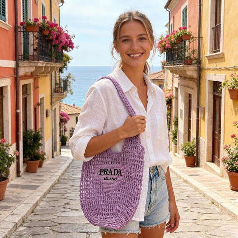 Сумка плетеная Prada из натуральной соломы летняя женская