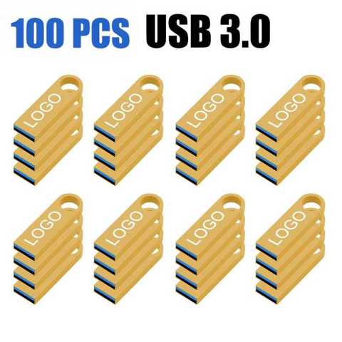 100 Шт. Флешек USB 3.0 С Бесплатным Логотипом Металлические 128 64 Бесплатный Логотип Черные 32 Флешка 16 USB-накопитель 8