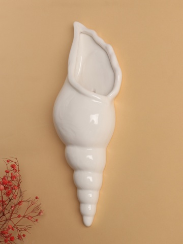 2 шт. Декор настенный-ваза, панно TAKE IT EASY 'Ракушка', 28x10.3 см, белый