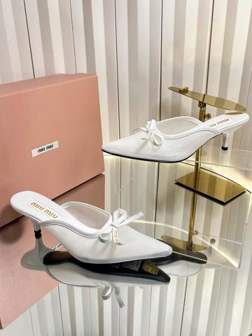Туфли Miu Miu 2026 весна-лето дышащая сетка бант остроносые на каблуке-котенок 5см элегантные модные трендовые