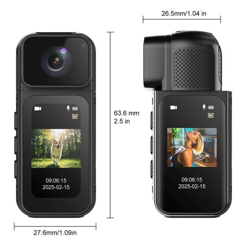 Мини-спортивная камера 2.7K Wifi 64GB POV-камера с вращающимся объективом на 180 °, мини-камера для тела для ежедневной записи езды на велосипеде с домашним животным