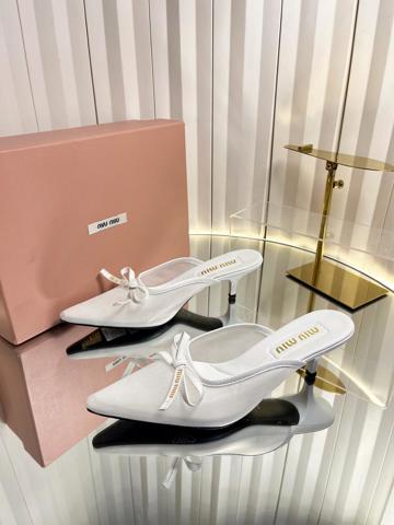 Туфли Miu Miu 2026 весна-лето дышащая сетка бант остроносые на каблуке-котенок 5см элегантные модные трендовые