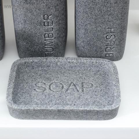 Набор аксессуаров для ванной комнаты 'Гранит', 4 предмета, дозатор 350 мл, мыльница, 2 стакана, серый