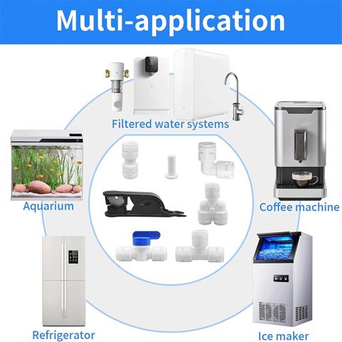 Комплект фитингов для водопроводных труб диаметром 1/4 дюйма для быстрого подключения фитингов для системы фильтрации воды RO/DI