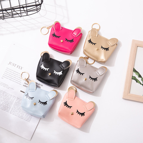 Cartoon coin purse Новый Мини-кошелек Виде Милого КотиКа Модный Женский Форме Сердца Вышитый КошелеК Для Монет В Стиле Макарон.