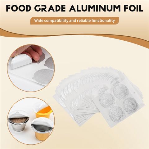 100шт Клейкие крышки из алюминиевой фольги, уплотнители, наклейки для наполнения одноразовых пустых кофейных капсул Nespresso, Многоразовая крышка 37 мм