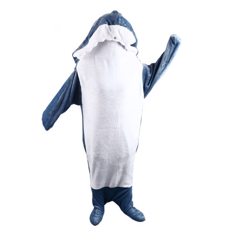 Носимый спальный мешок с акулой, мягкое уютное фланелевое одеяло с капюшоном для взрослых женщин, мужской костюм, M 6, 7x4, 1 дюйма