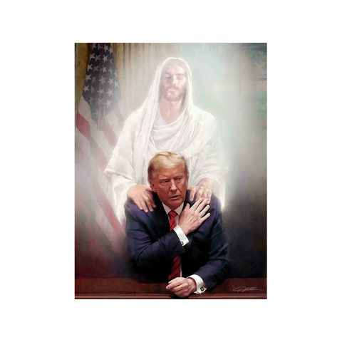 Дональд Трамп и молящийся Иисусу баннер 3x5 футов Плакат Декор Белого дома 2024