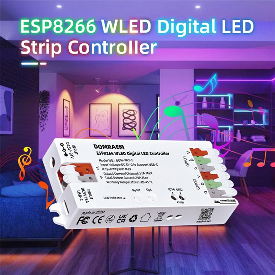 Ws2805 Controller Контроллер DOMRAEM ESP8266 Type-C Для Адресуемых RGB-Лент, Совместимый ...