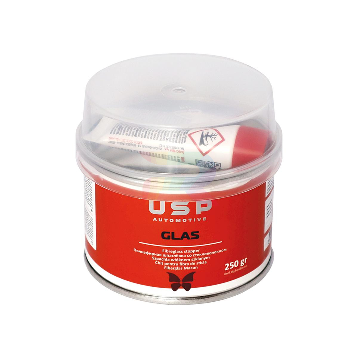 

Шпатлевка автомобильная со стекловолокном USP Glas 0,25 кг.