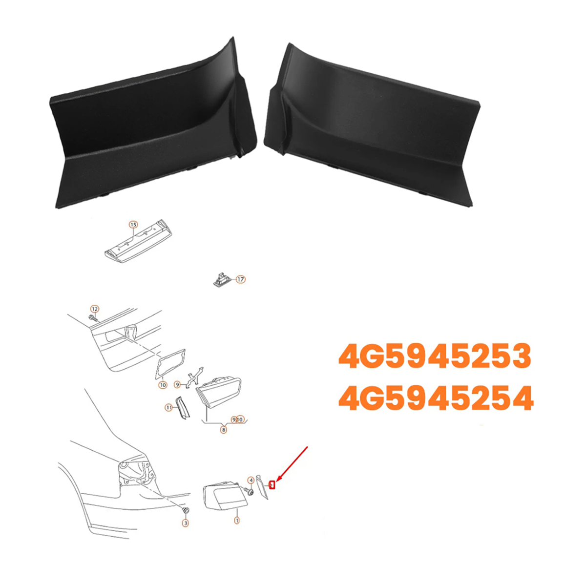 

1 Пара Накладок на задний наружный фонарь 4G5945253 4G5945254 LHD для Audi A6 Quattro 2012-2018 C7 Крышка водосточного желоба багажника