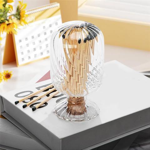 2 Комплекта спичечных коробков в форме спирали, Стеклянный футляр для спичек длиной 4 дюйма, Перевернутая банка для спичек, В комплект не входят спички