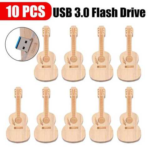 10/20/50 Шт. USB 3.0 Для Гитары Деревянная КоробКа Креативные Свадебные Подарки Флешка С Бесплатным Логотипом 32GB 64GB 128GB