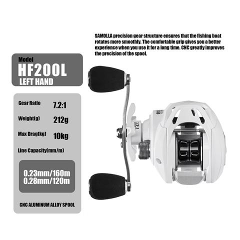 SAMOLLA Baitcasting Кастинговая рыболовная катушка Saltwater Long Shot Ultralight 6 + 1BB Drag Clciker 7.2: 1 с высокой скоростью заброса