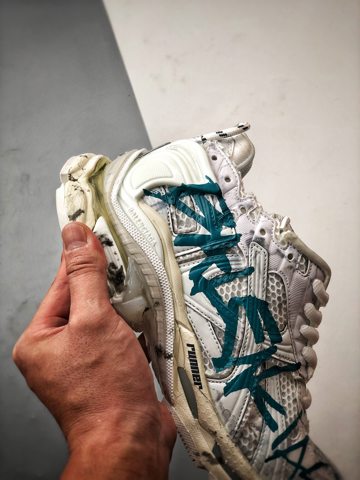 Кроссовки Worlds Nicest Balenciaga Runner, белые, синие, с принтом, Paris Dachang, чистые оригинальные полуботинки в стиле ретро, кроссовки