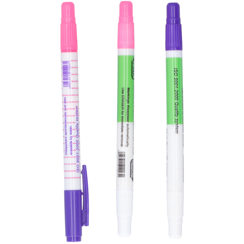 3шт Ручка для маркировки одежды с двойной головкой, красочный водорастворимый маркер для перекрестных стежков