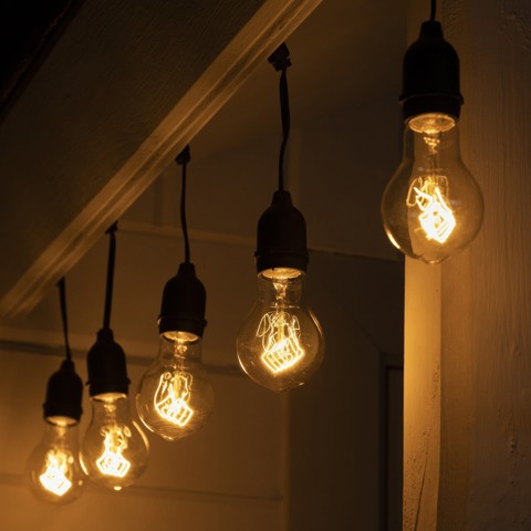 Гирлянда 'Ретро белт-лайт' 10 м, IP54, УМС, тёмная нить, шаг 100 см, Е27 (без ламп), 220 В