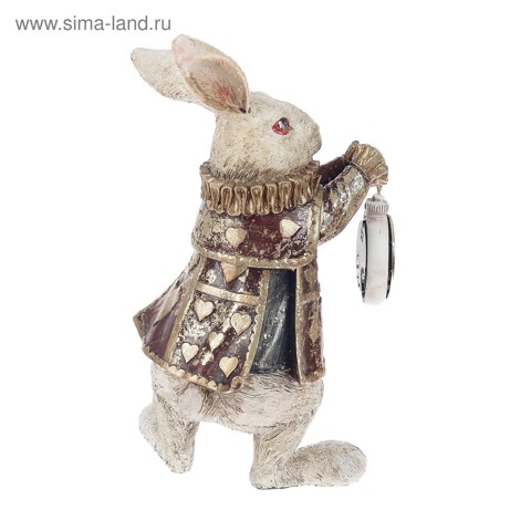 Фигурка - часы настольные полистоун 'Белый кролик в камзоле', 25x10x13.5 см