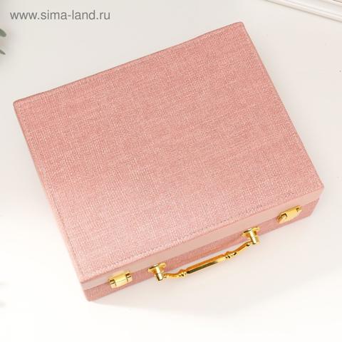 Шкатулка для украшений 'Розовый чемодан', искусственная кожа, комбинированная, 8x18x23 см