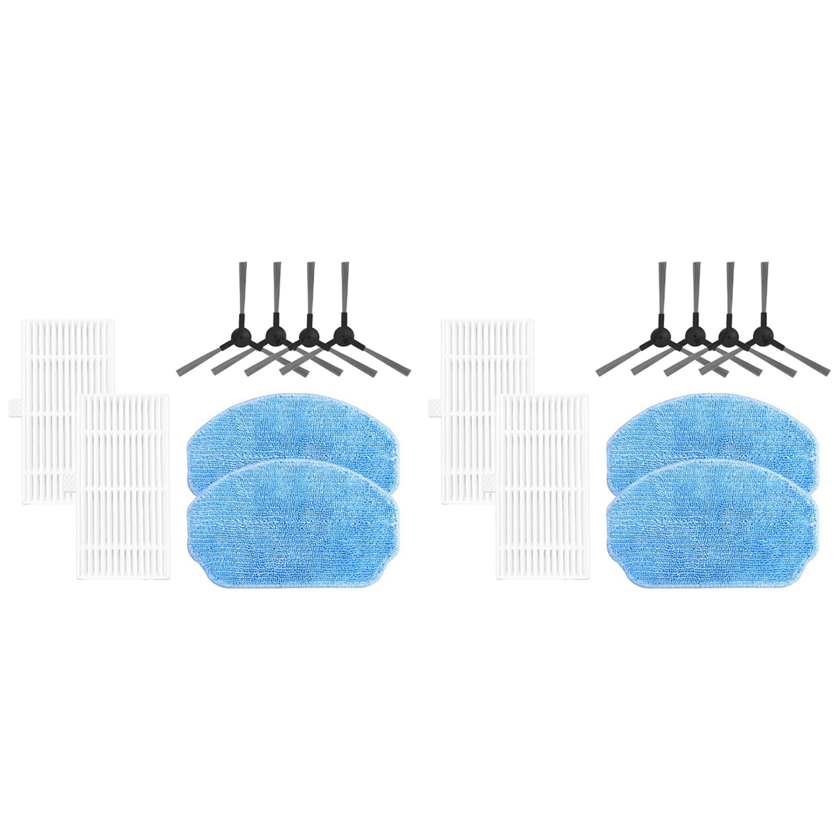 

2 Комплекта аксессуаров для робота-пылесоса Midea VCR04W Hepa-фильтр, Боковая щетка, Тряпка для швабры, Запасные части