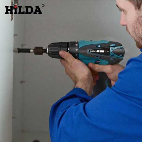 Беспроводная дрель-шуруповерт Hilda 12V с двумя скоростями вращения, перезаряжаемая литиевая батарея, светодиодная подсветка, 2 шт.