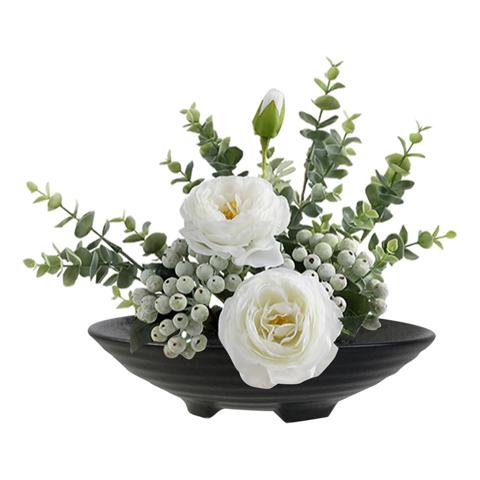 Набор для вазы Икебана, Керамическая чаша для икебаны и металлический цветок Кензан, с инструментом для выпрямления игл черного цвета