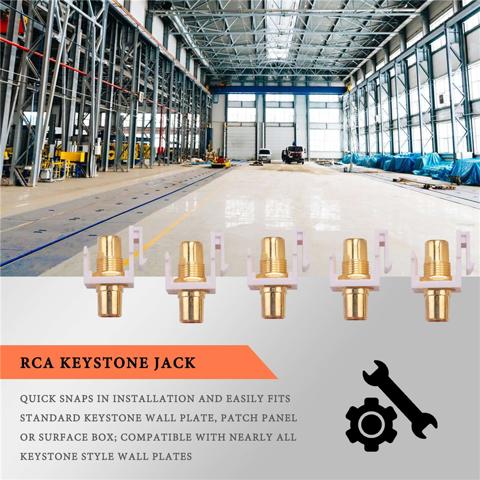 5 шт. RCA Keystone Jack, белый, золотистый