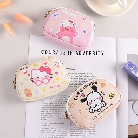 Cartoon coin purse Новый Милый Мультяшный КошелеК Монет Hello Kitty Женщин КомпаКтная Мини-суМка С Двойной Молнией Многофункцион