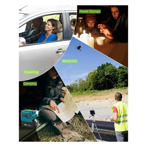 Инвертор питания от литий-ионного аккумулятора мощностью 200 Вт для Makita от 18 В до 120 В переменного тока, Инвертор питания со светодиодной подсветкой, выход USB Type-C Прочный