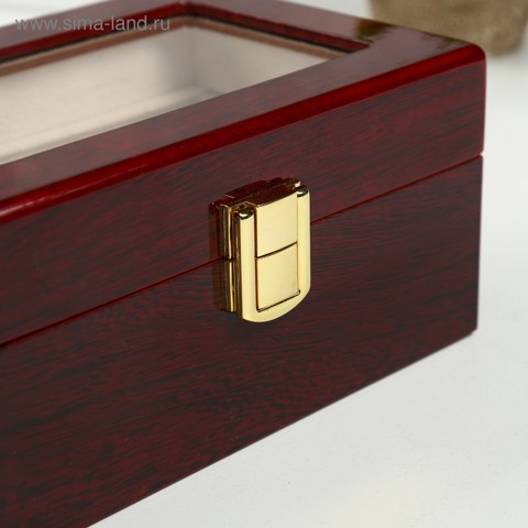 2 шт. Шкатулка для часов 3 отделения 'Красно-коричневая', дерево, лак, 8x16.5x11 см