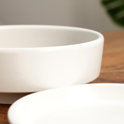 3 шт. Горшок - бонсайница 'Огма', для кактусов и суккулентов, 1.4 л, d18 см, h6.5 см, керамика, с поддоном, белый