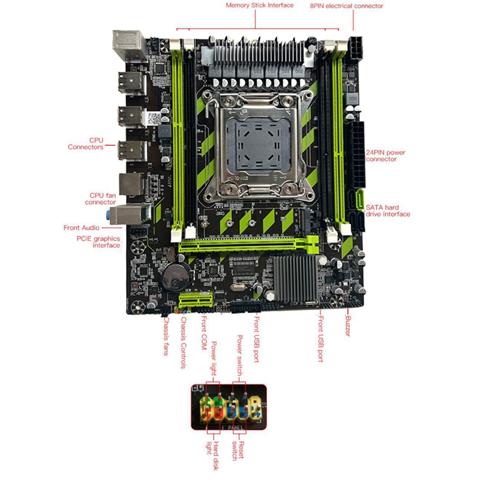 Материнская плата X79G + Кабель SATA + Панель LGA2011 4XDDR3 RECC слот M.2 NVME PCI-E X16 6XUSB2.0 SATA3.0 Серверная игровая материнская плата