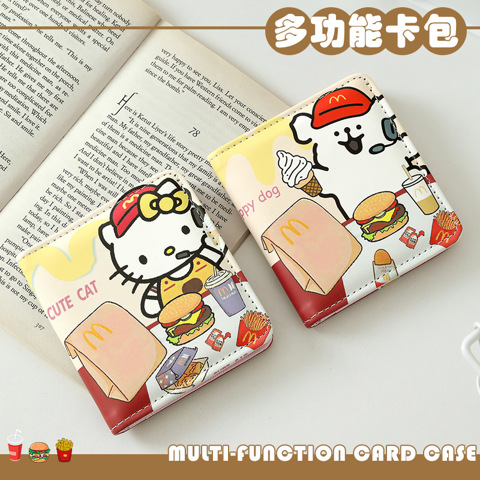 Cartoon coin purse Кремовый Мини-кошелек "Котик" Высокого Качества КомпаКтный Очень Милый Большим Отделением Карт Для Женщин С З