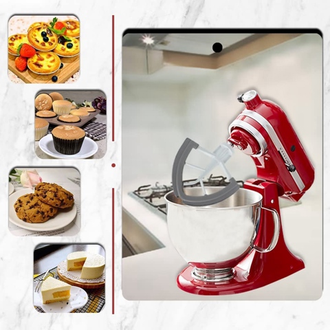 Насадка-лопатка с гибким краем для миксера KitchenAid 4.5-5 QT с наклонной головкой, Сменная Силиконовая насадка для взбивания, Чаша-скребок